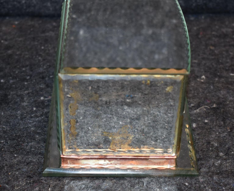 Antique Gold Mirrored Jewelry Box Mirror Ornate Covered Box