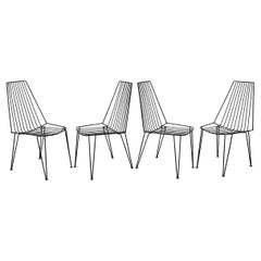 French Vintage Modern Black Wire Patio Chairs