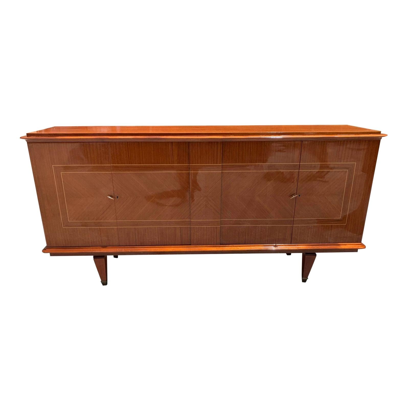 French Vintage Modern Exotic Mahogany Buffet or Sideboard