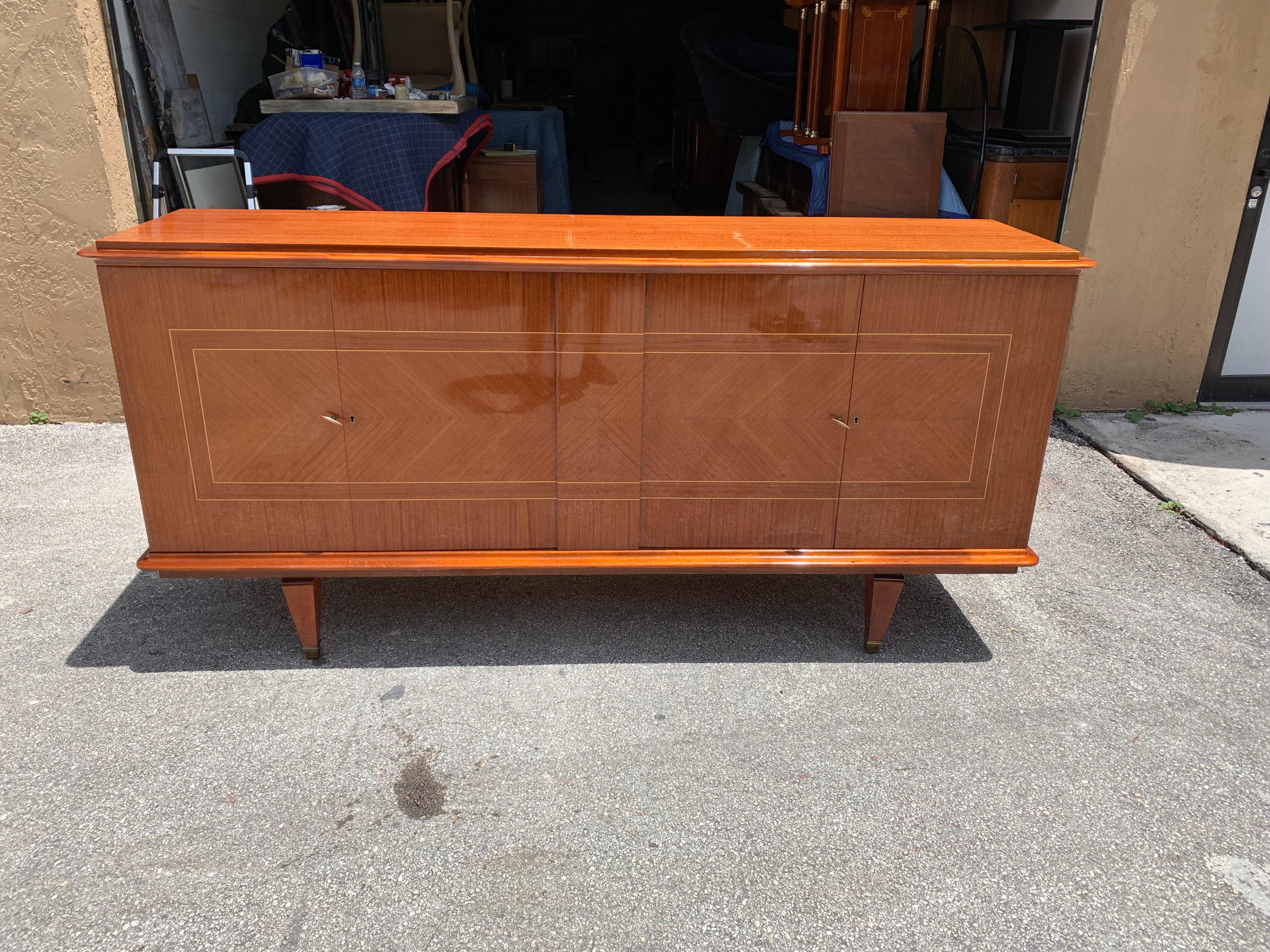 French Vintage Modern Exotic Mahogany Buffet or Sideboard 6