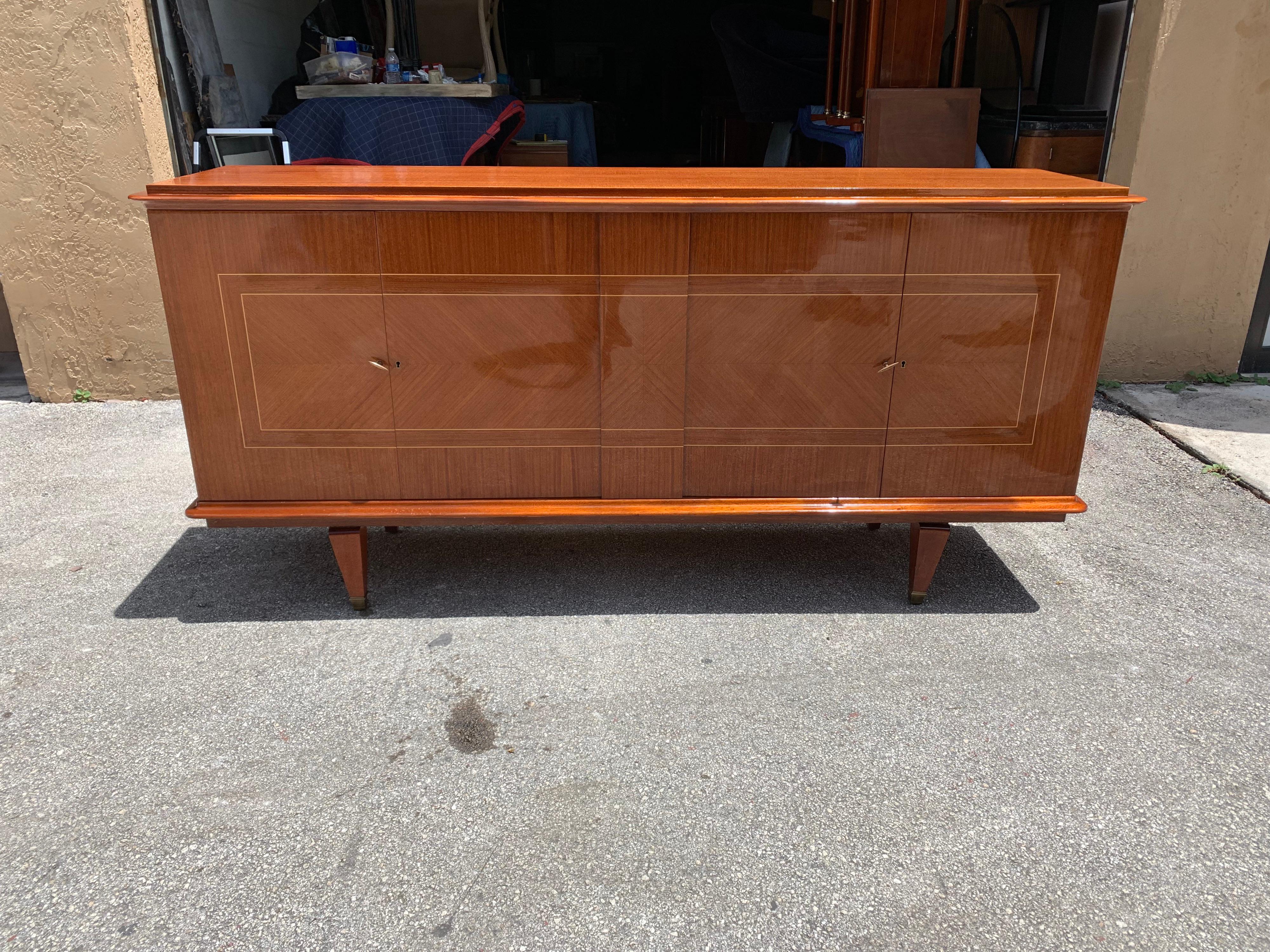 Mid-Century Modern French Vintage Modern Exotic Mahogany Buffet or Sideboard