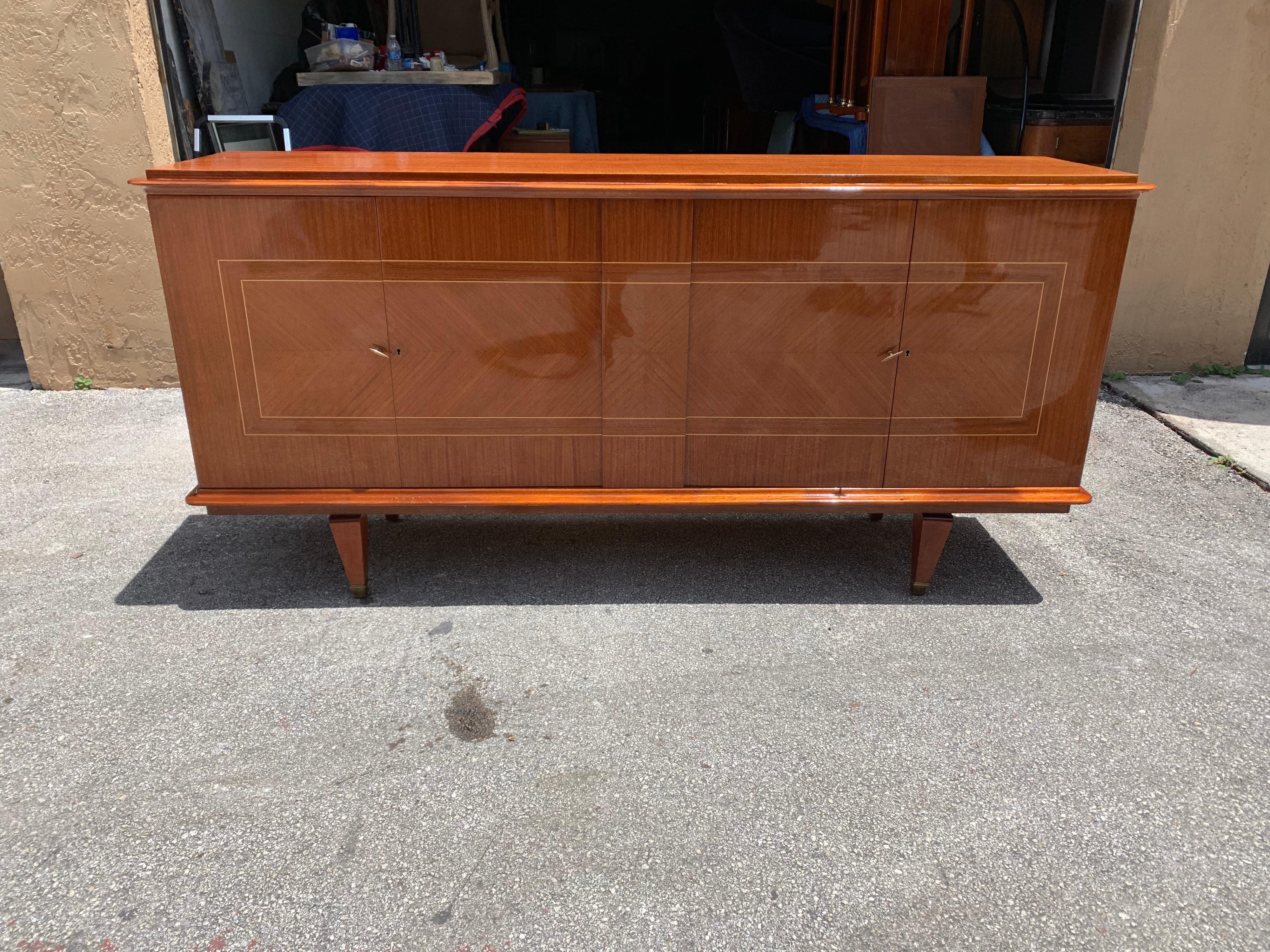 French Vintage Modern Exotic Mahogany Buffet or Sideboard In Good Condition In Hialeah, FL