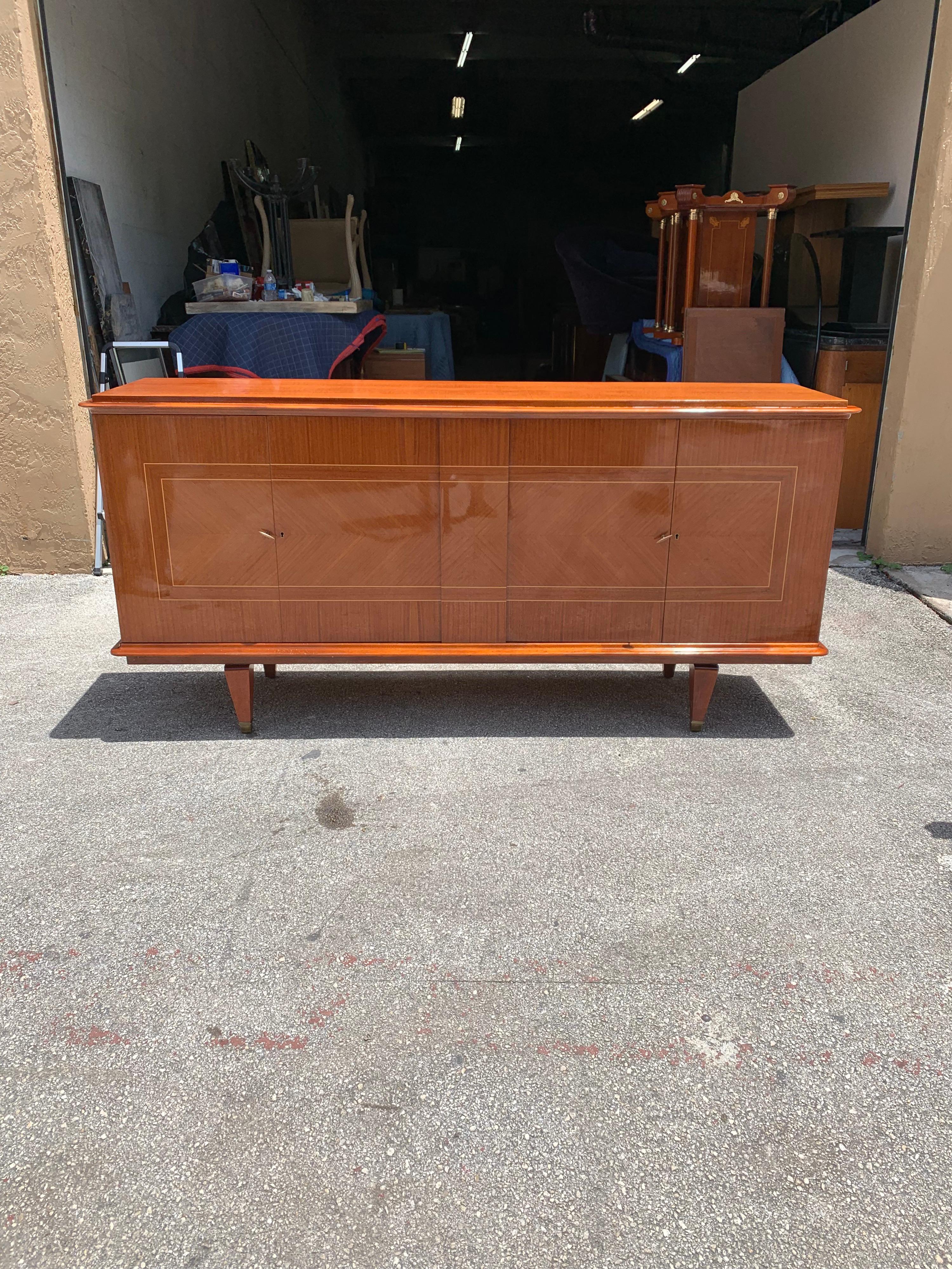 Mid-20th Century French Vintage Modern Exotic Mahogany Buffet or Sideboard