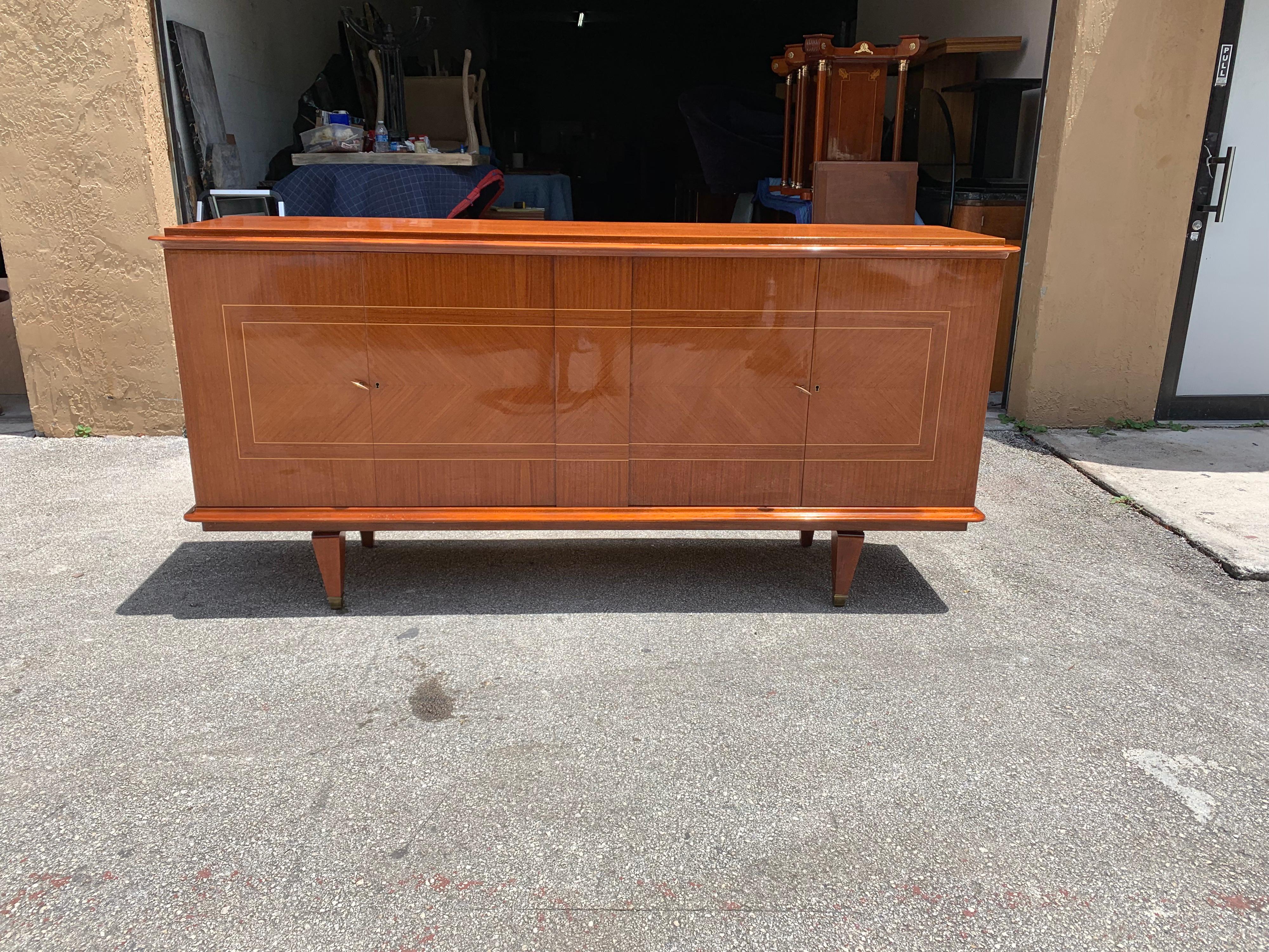 French Vintage Modern Exotic Mahogany Buffet or Sideboard 3
