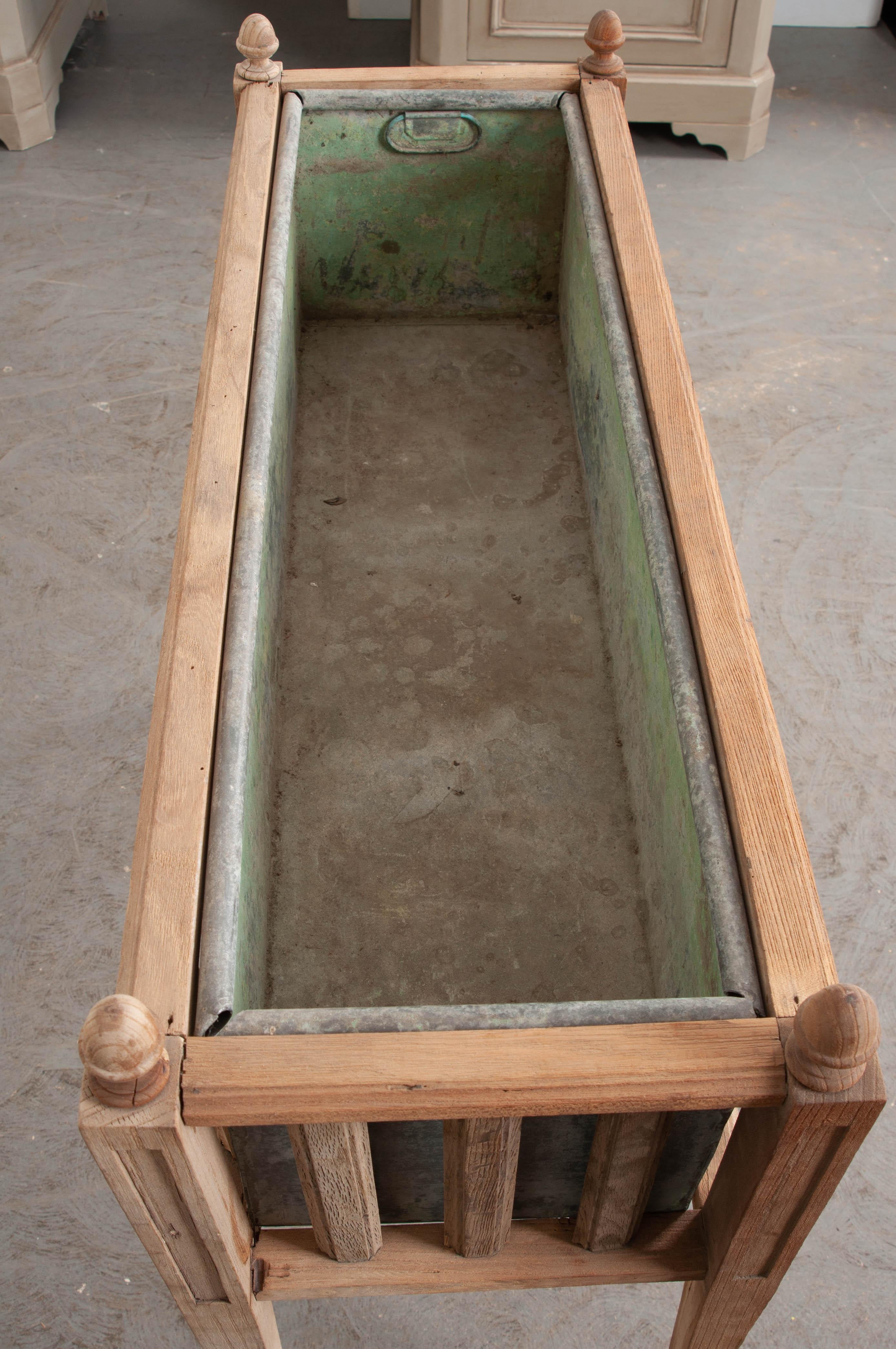 Bleached French Vintage Oak and Zinc Plant Stand