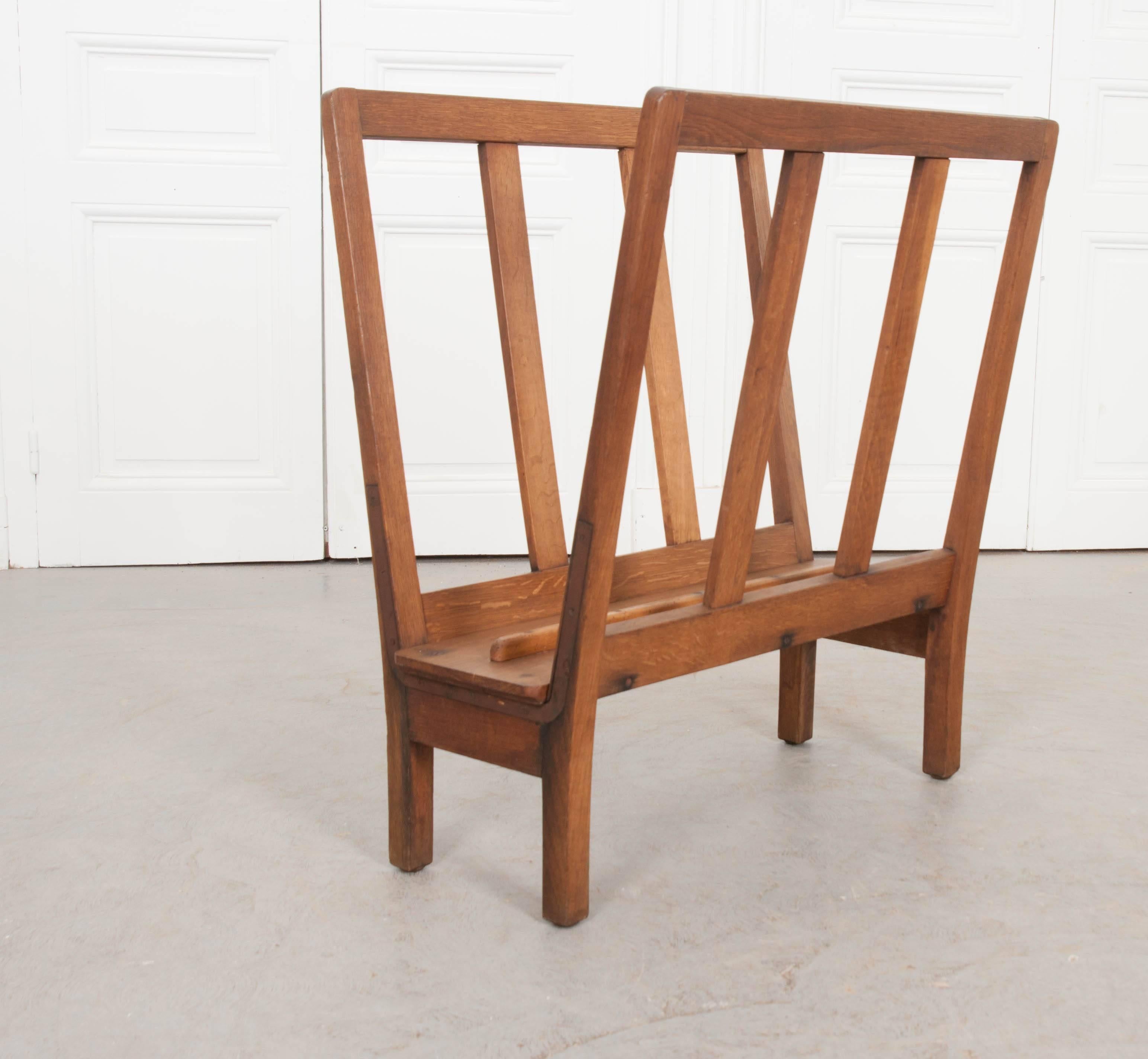 French Vintage Oak Architect's Print Rack 1