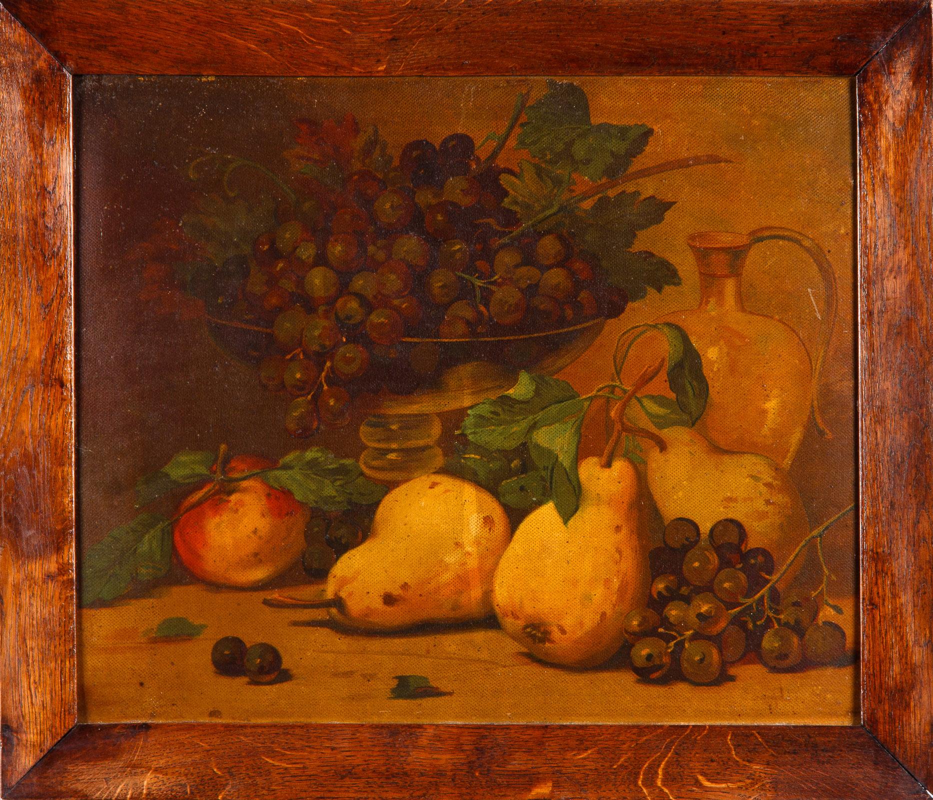 French Vintage Oak Frame with Still Life, 1920s 8