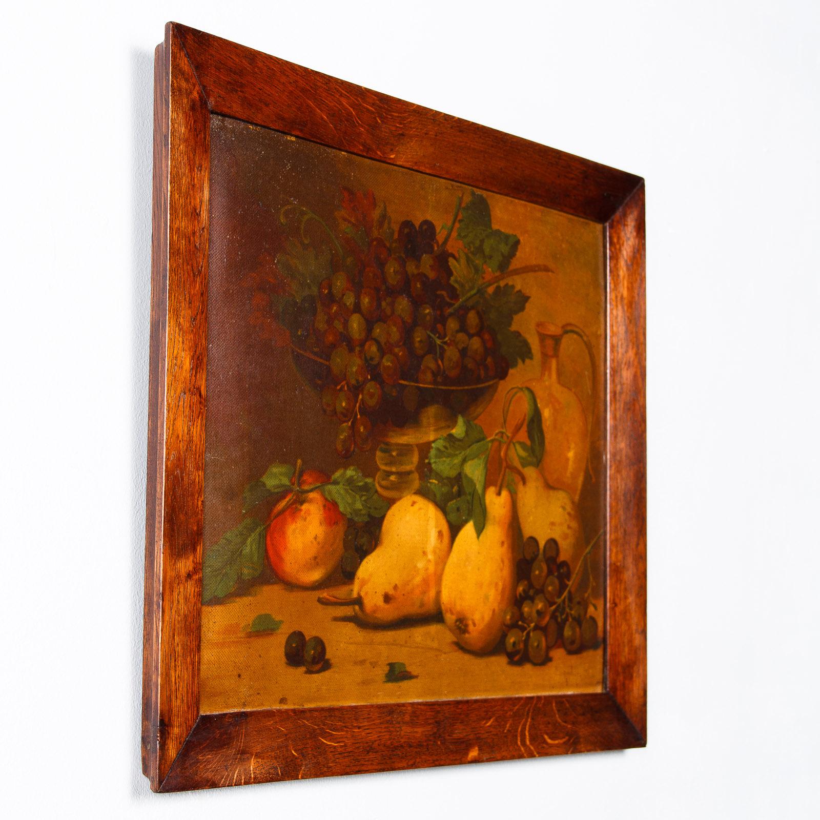 French Vintage Oak Frame with Still Life, 1920s In Good Condition In Austin, TX