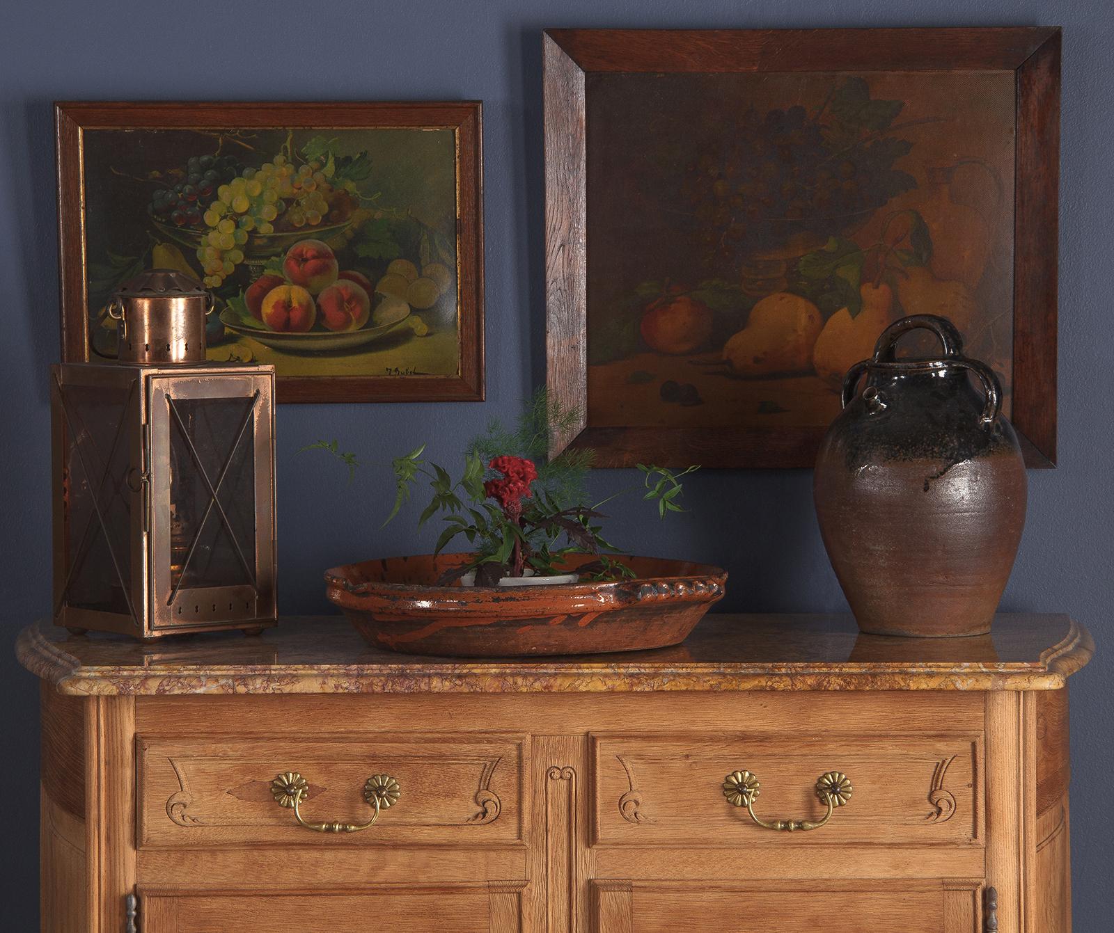 French Vintage Oak Frame with Still Life, 1920s 4