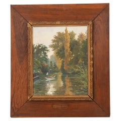 French Vintage Oak Framed Oil Painting