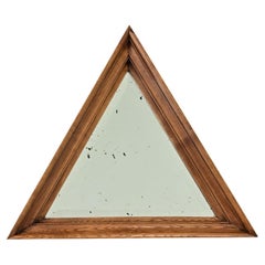 French Vintage Oak Triangular Mirror