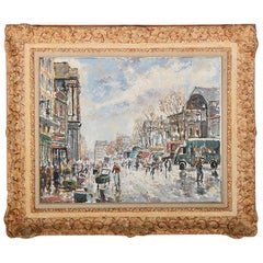 French Vintage Oil on Canvas Paris Scene Fernand Laval French Vintage Oil on Canvas Paris Scene Fernand Laval