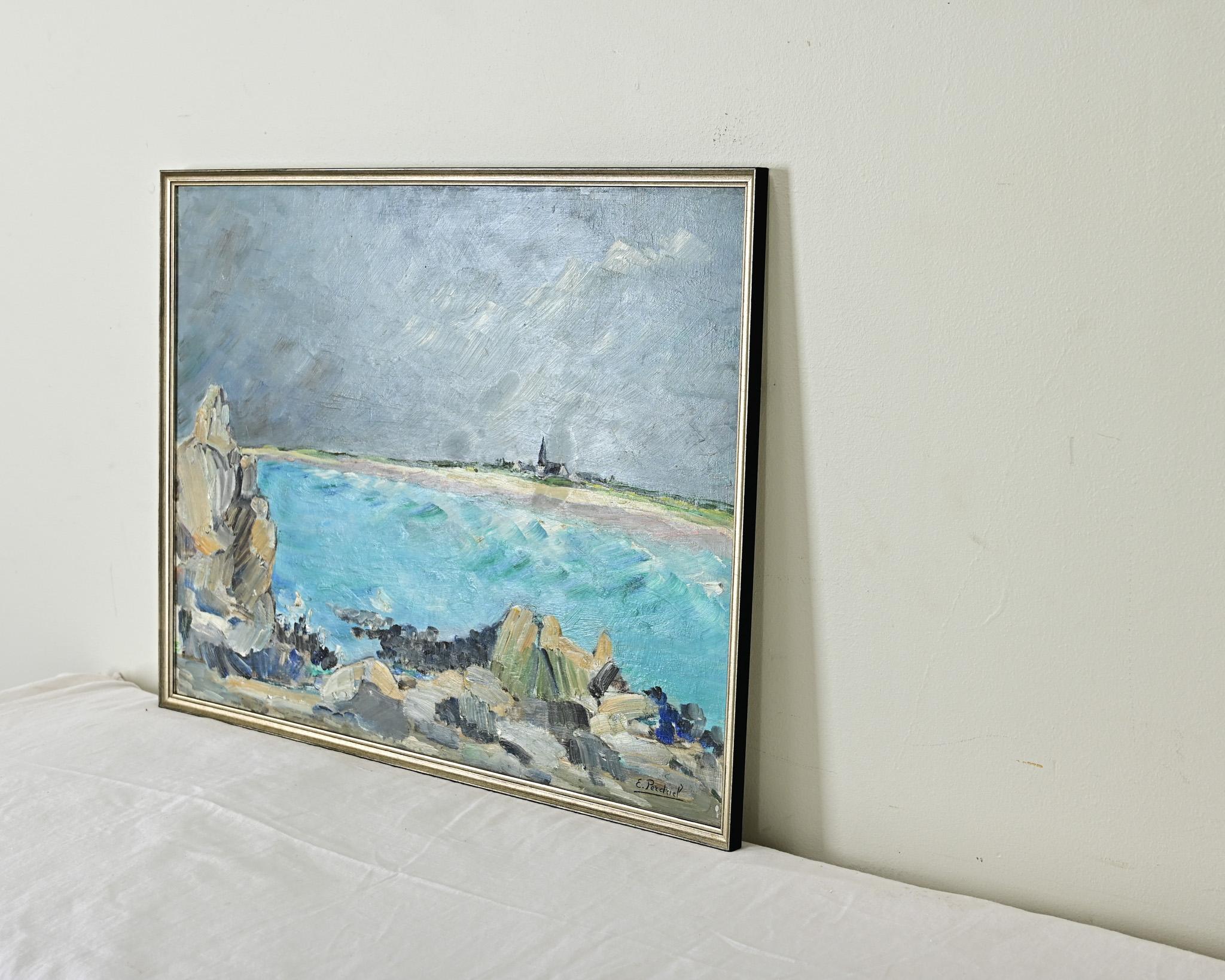 20th Century French Vintage Oil on Panel Seascape For Sale