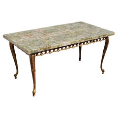French Vintage Onyx Marble and Brass Coffee Table- Cocktail Table-Style Louis XV