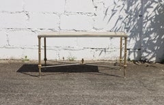 Französischer Vintage-Couchtisch aus Onyxmarmor und Messing-Lounge-Tisch-Regency-Stil-70er