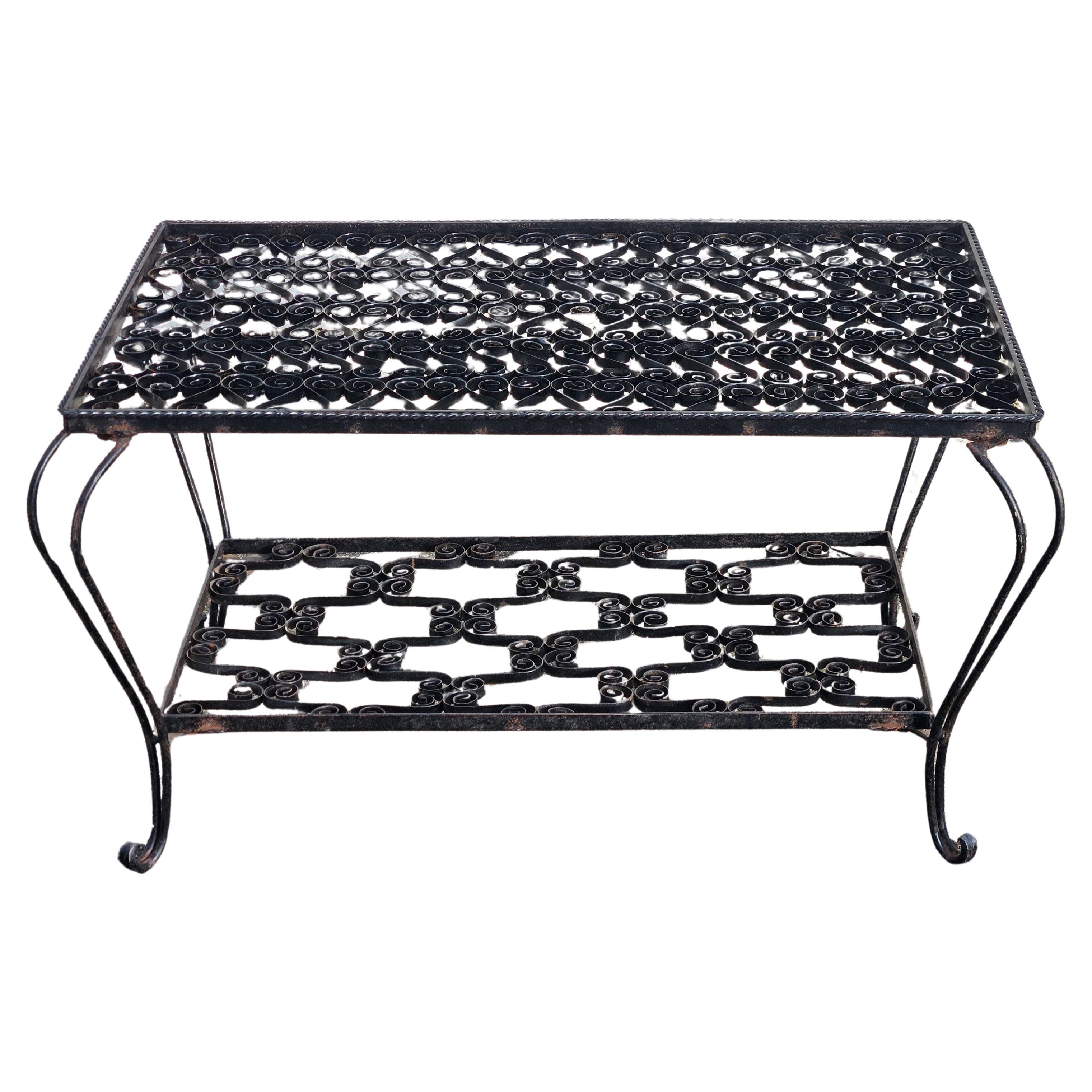 Forged French Vintage Onyx Marble and forged Coffee Table -Green Marble Lounge Table