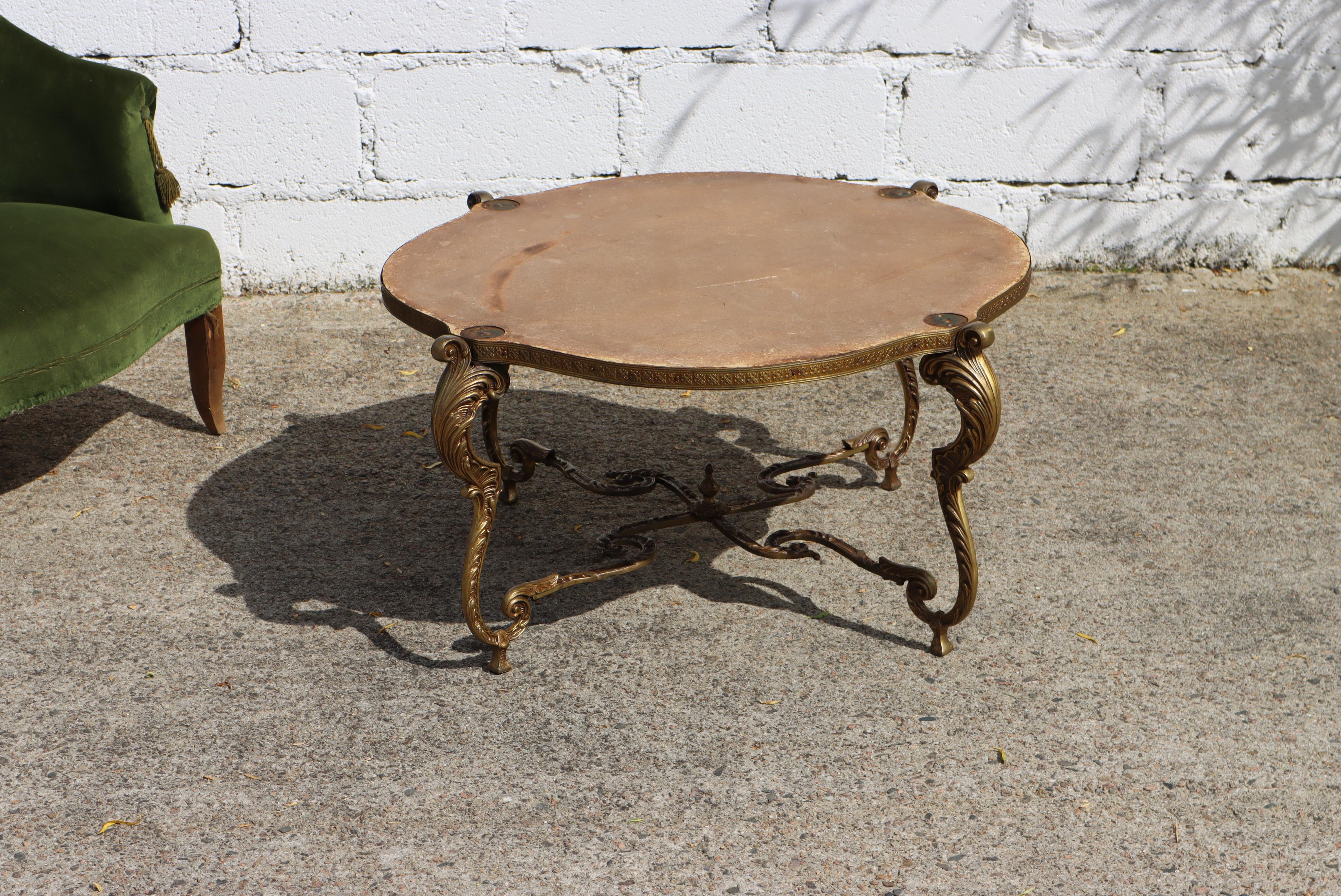 French Vintage Onyx Marble Brass Coffee Table-Lounge Table-Style Louis XV-60s 5