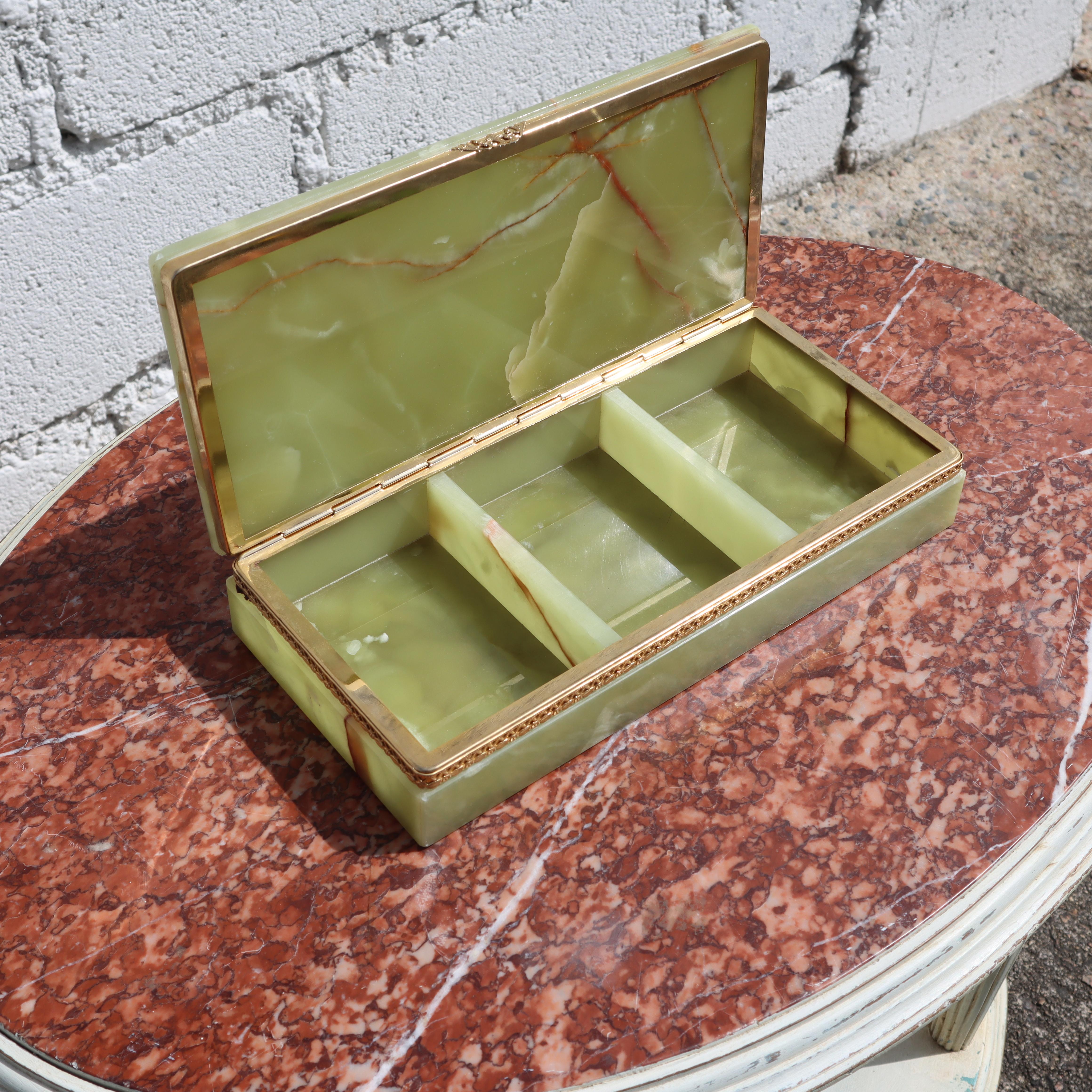French Vintage Onyx Marble Jewelry Box- Bijoux Box  2