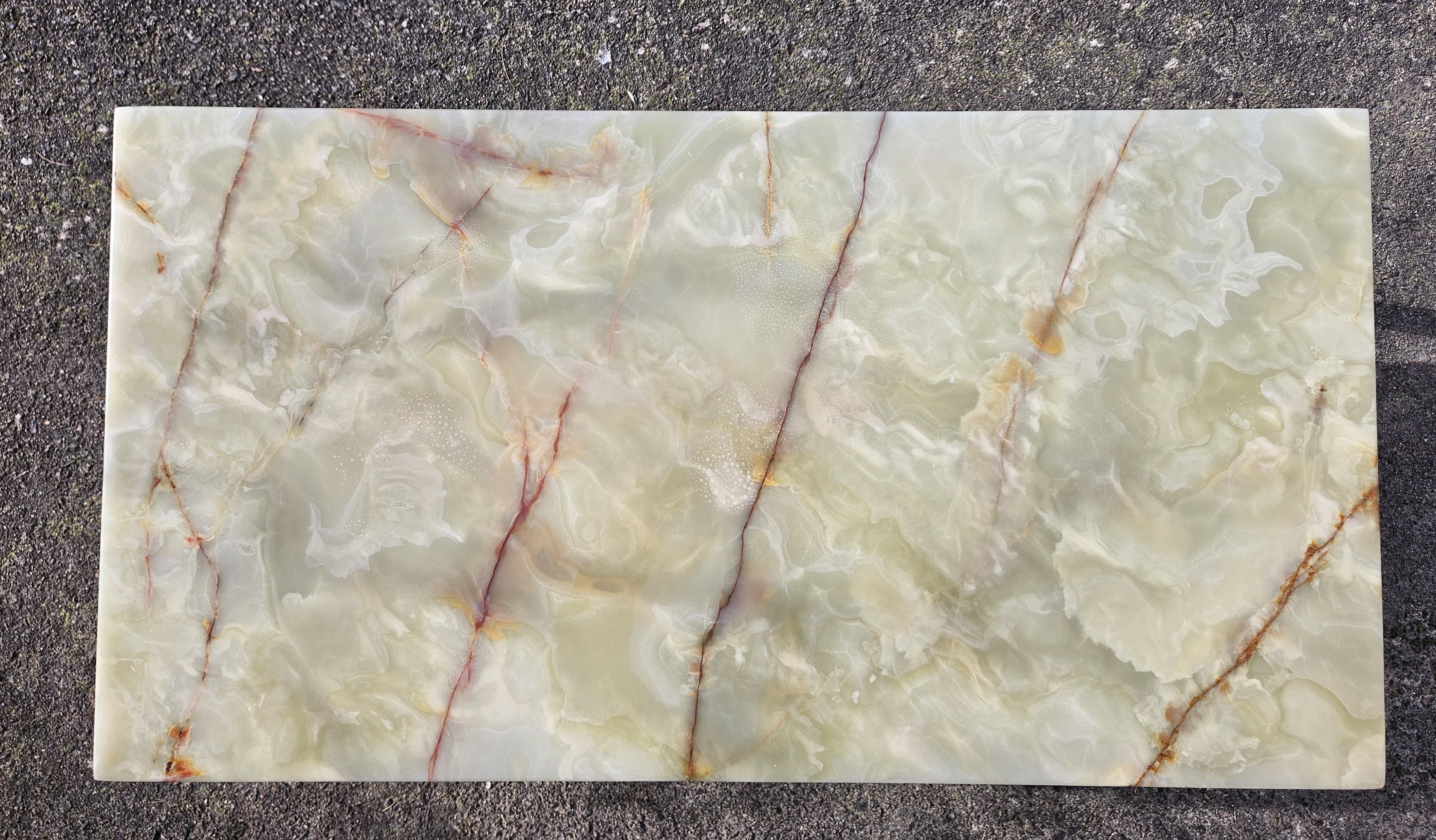French Vintage Onyx Marble&Brass Coffee Table Cocktail-Table Regency Style-70s 4