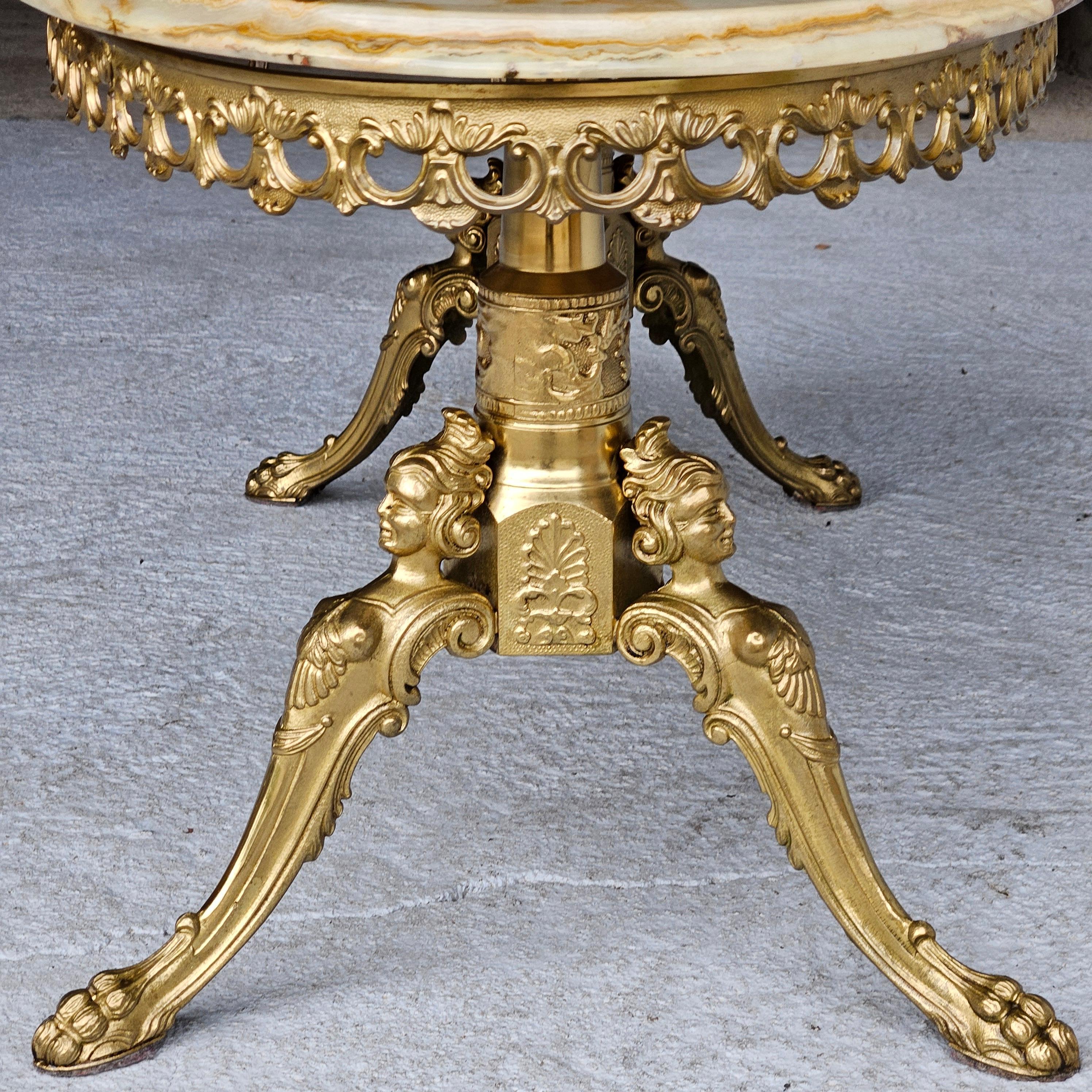 French Vintage Onyx Marble&Brass Coffee Table -Marble Lounge Table-Rococo Style 8