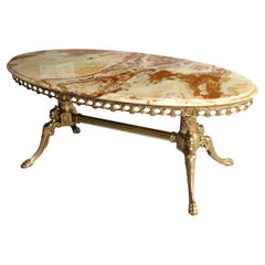 French Vintage Onyx Marble&Brass Coffee Table -Marble Lounge Table-Rococo Style