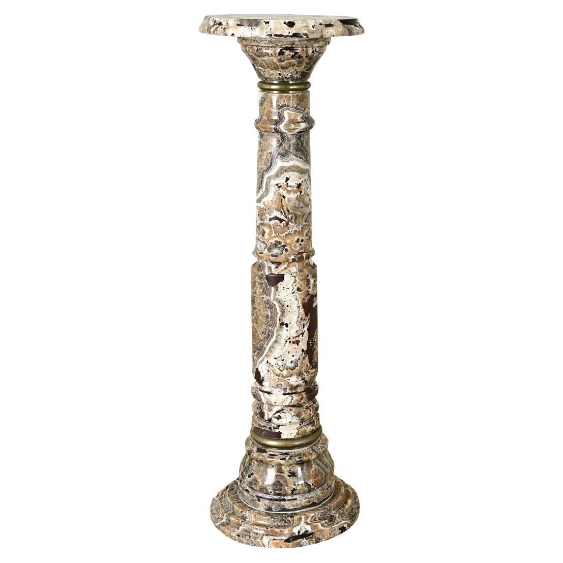 Französischer Vintage-Onyx-Sockel mit Messingdetails aus Messing
