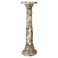 Piédestal français vintage en onyx avec détails en laiton