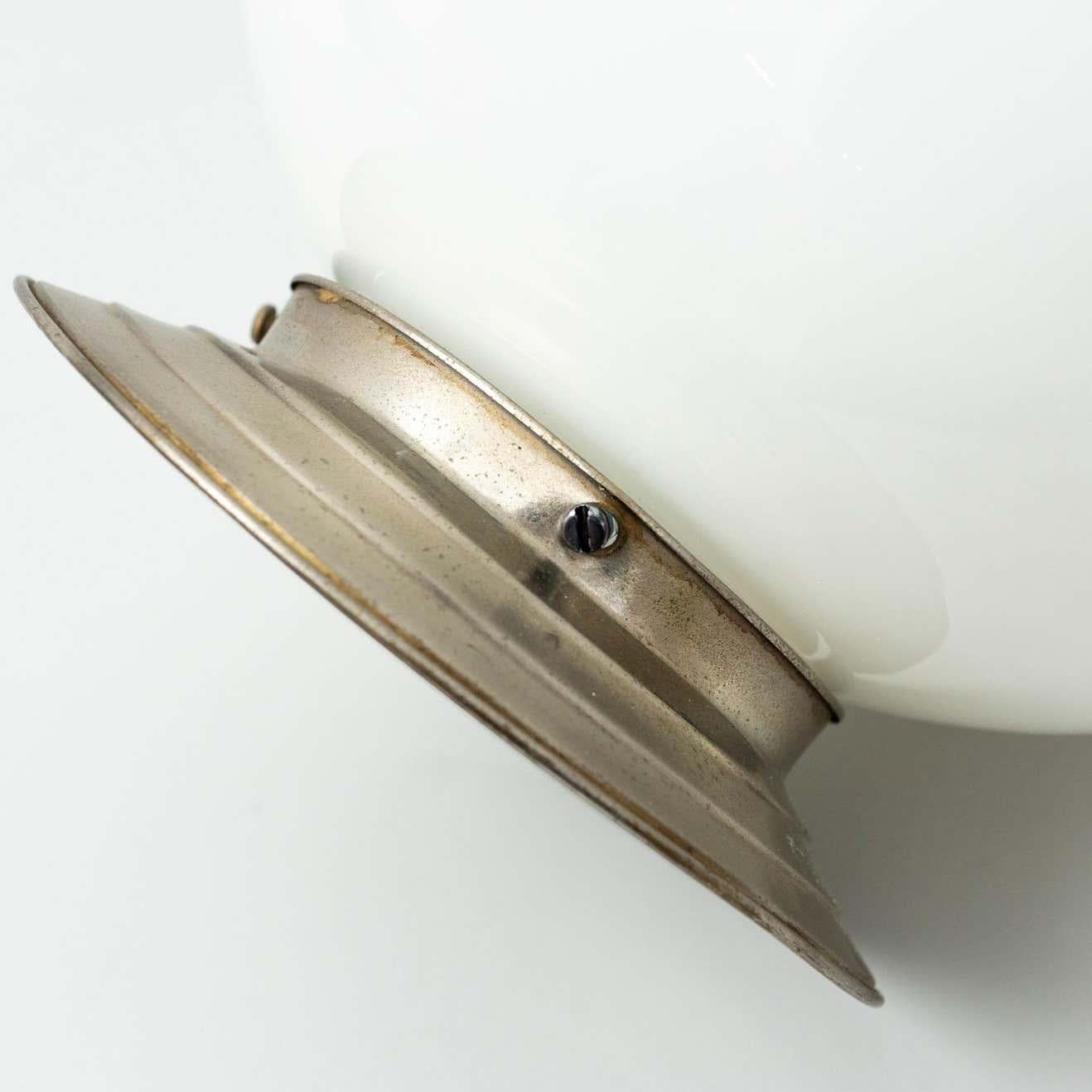 Mid-20th Century French Vintage Mid Century Modern Opaline Ceiling Lamp, circa 1940 For Sale