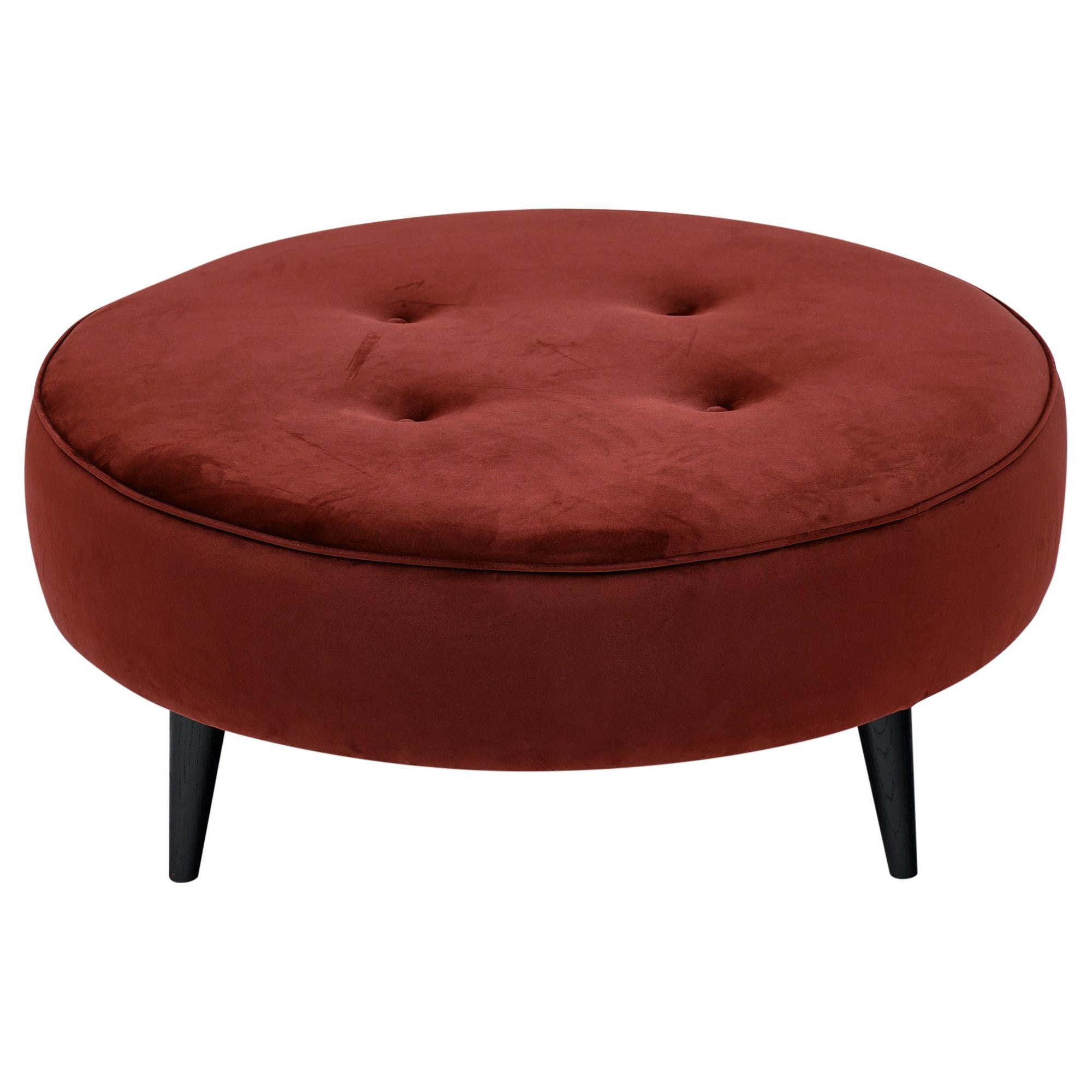 Hollywood at Home Lexington Ottoman with Vintage Textile at 1stDibs