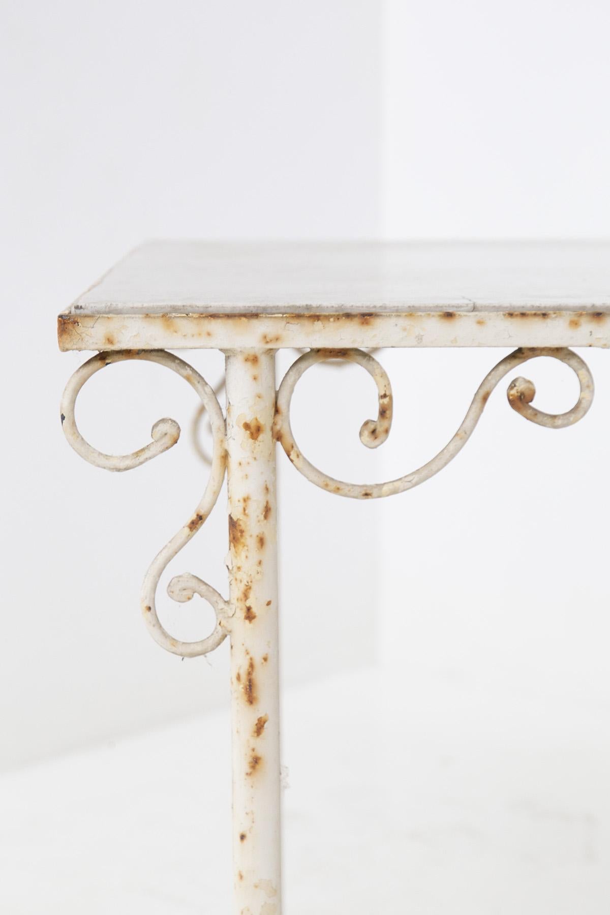 Early 20th Century French Vintage Outdoor Iron and Marble Table For Sale