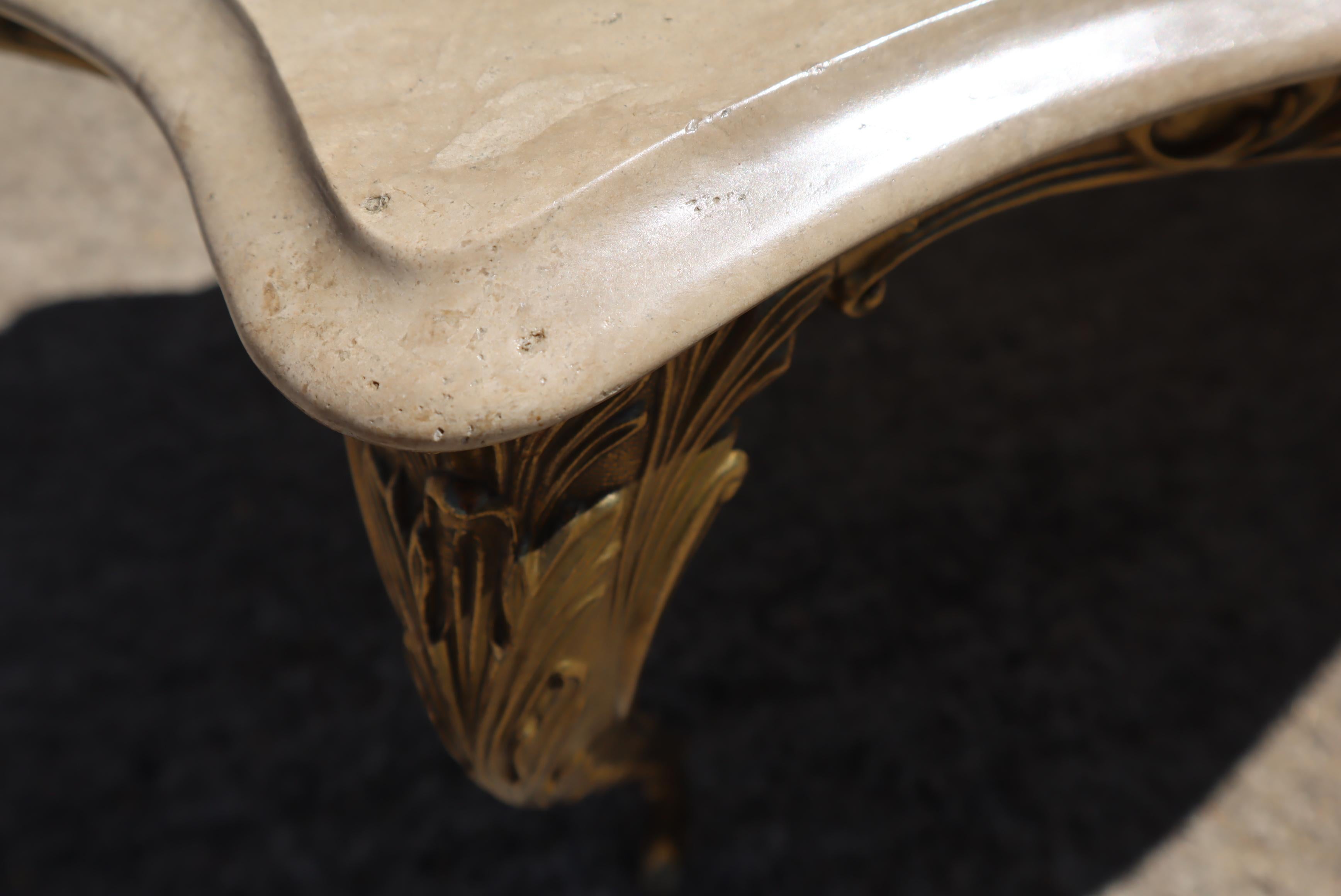 French Vintage Oval Marble Brass Coffee Table-Cocktail Table-Style Louis XV-70s 6