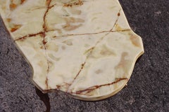 French Vintage Onyx Marble Brass Coffee Table-Lounge Table-Style Louis XV -70s