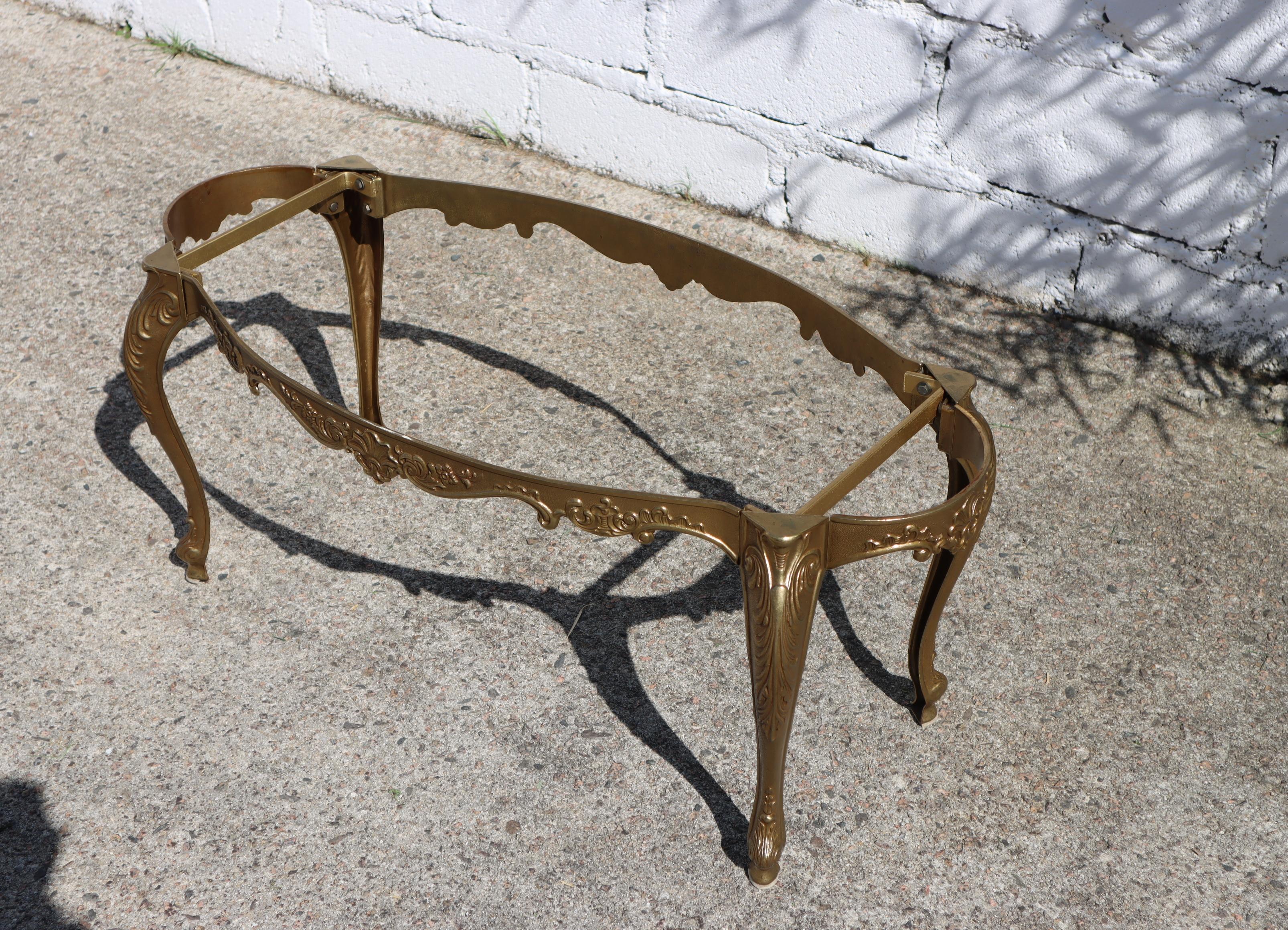 French Vintage oval Travertine & Brass Coffee Table-Cocktail Table- Louis XV-70s 6