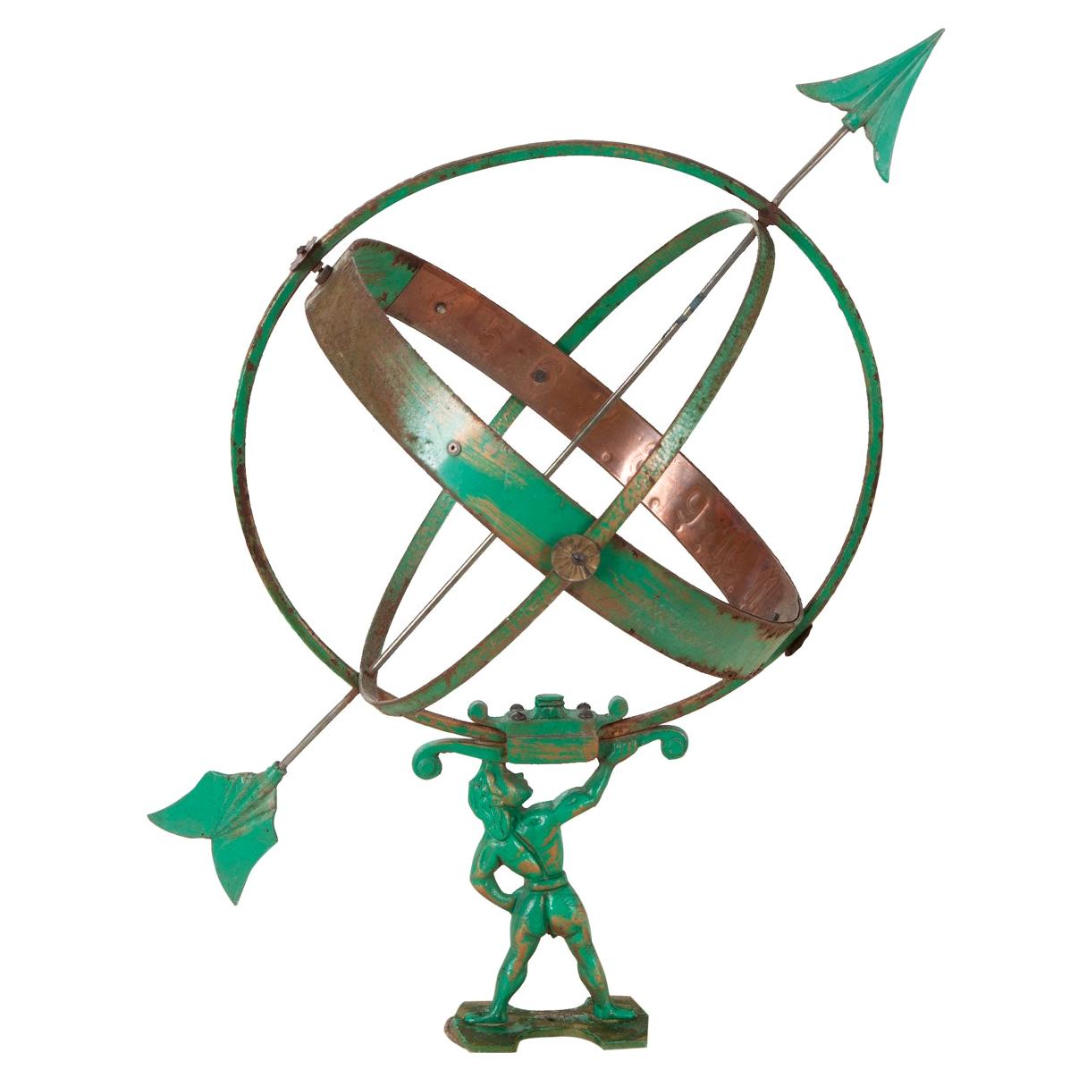 English Metal Armillary Sphere on Stone Pedestal at 1stDibs