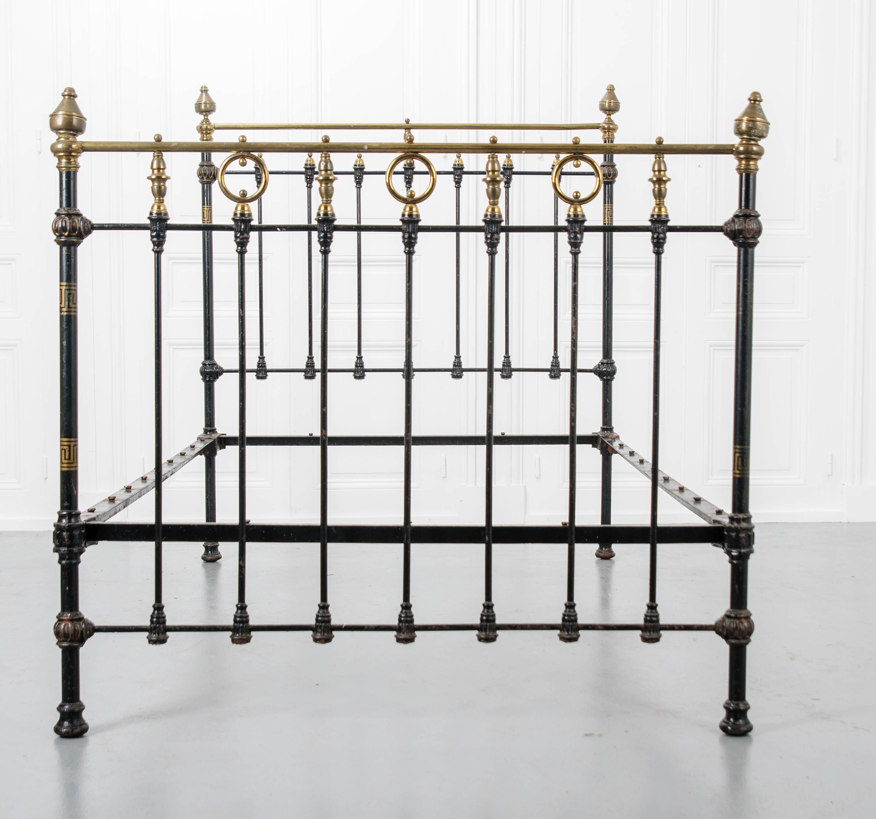 Other French Vintage Painted Iron and Brass Full Bed