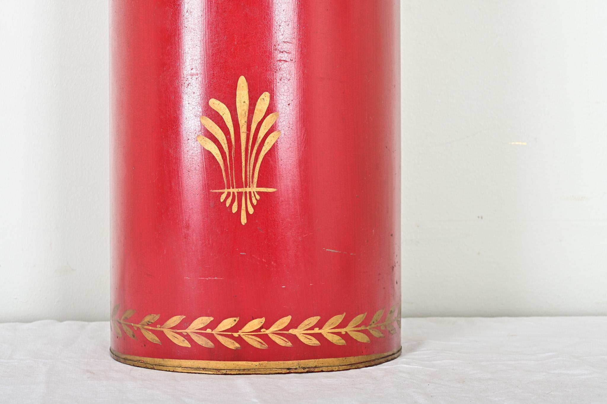Other French Vintage Painted Tole Wastebasket