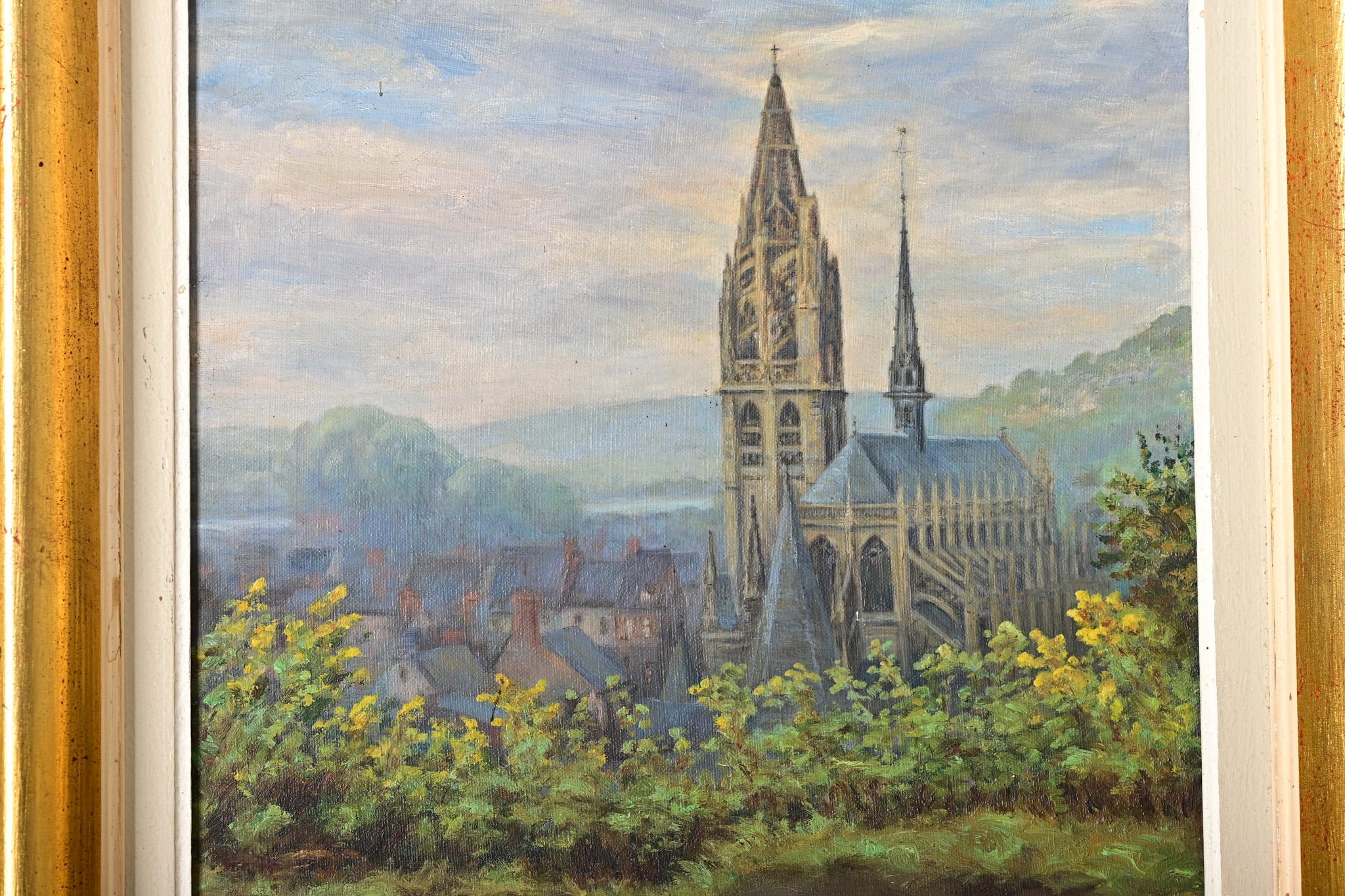 Quadro d'epoca francese raffigurante una cattedrale in vendita 1