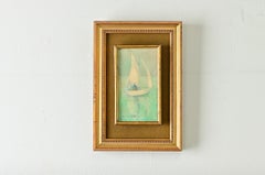 French Vintage Painting of a Sailboat