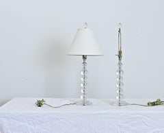 Französisch Vintage Paar Tischlampen aus Glas mit neuen Schirmen