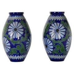 French Vintage Pair of Gres d’Alsace Vases