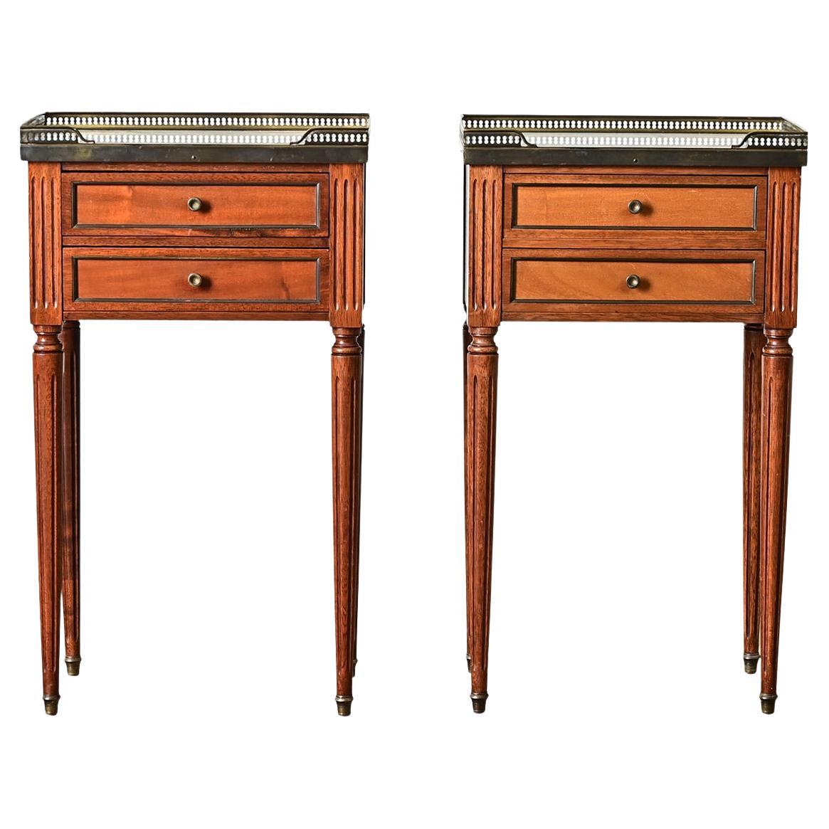 French Vintage Pair of Louis XVI Style Bedside Tables