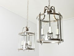 French Vintage Pair of Nickel-finish Lanterns