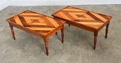 French Vintage Pair of Parquet Coffee Tables