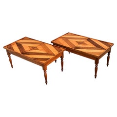 French Vintage Pair of Parquet Coffee Tables