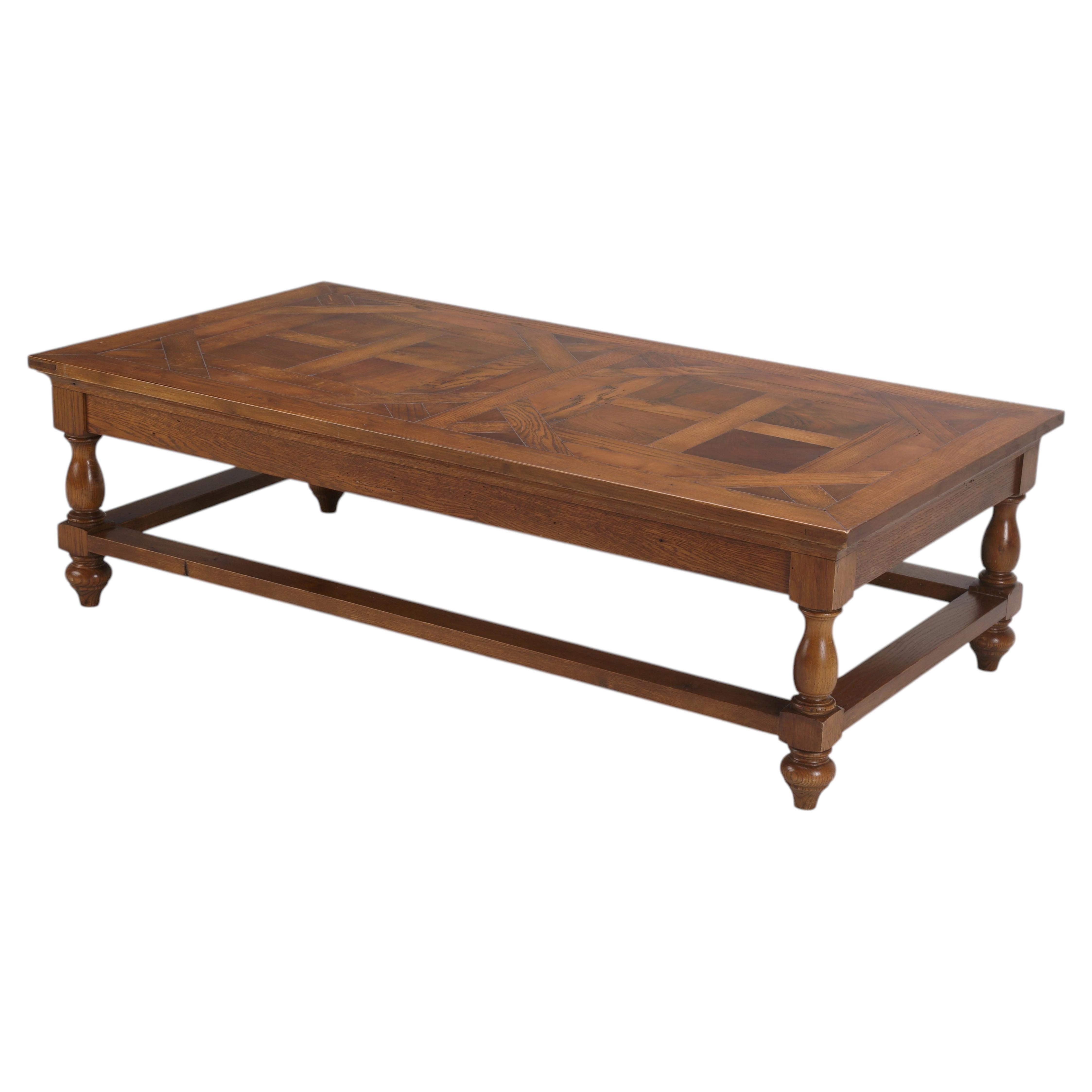 French Vintage Parquet Flooring Repurposed into a Coffee Table Made of Solid Oak