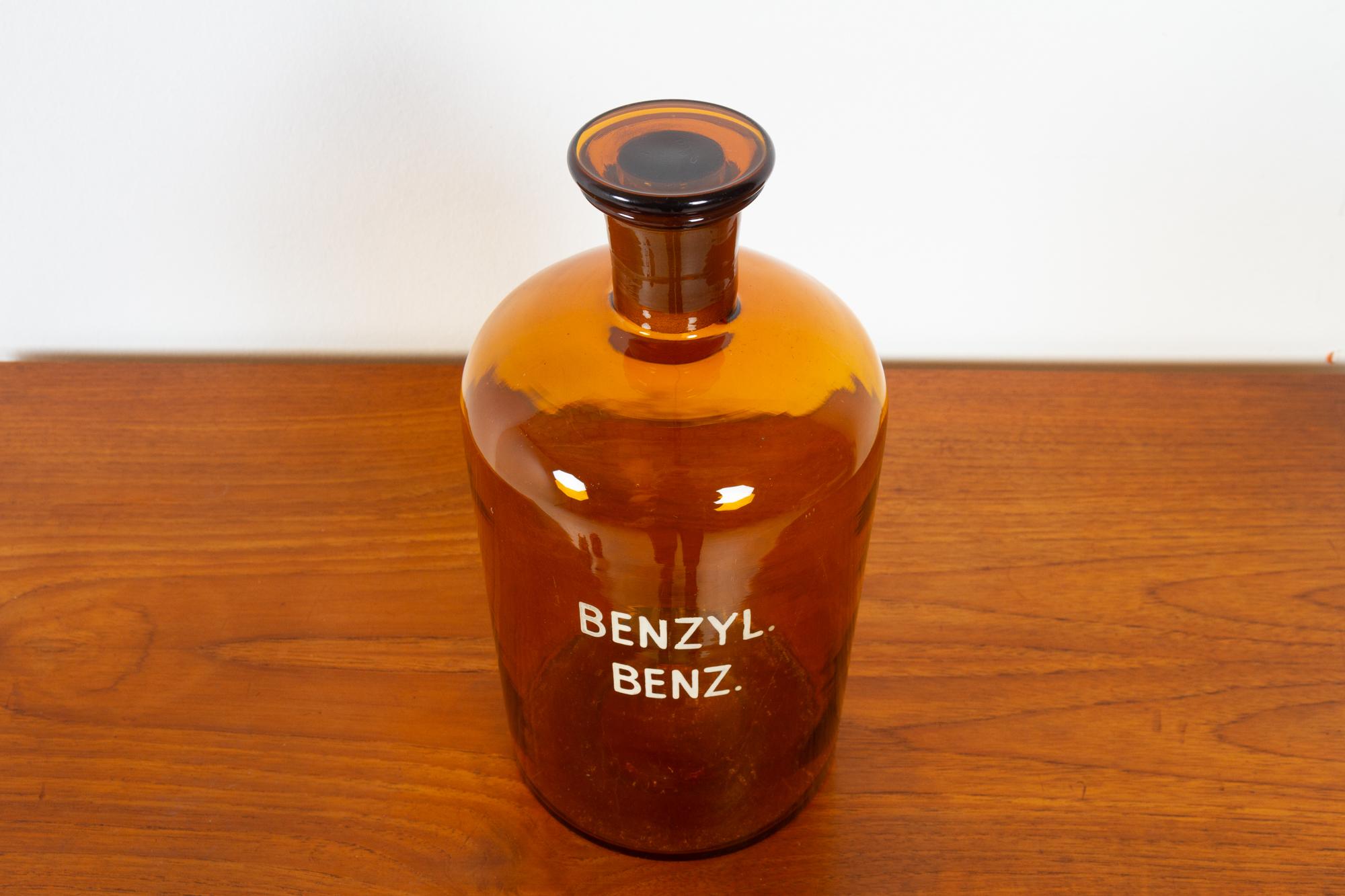French Vintage Pharmacy Glass Bottles 1930s, Set of 3 7
