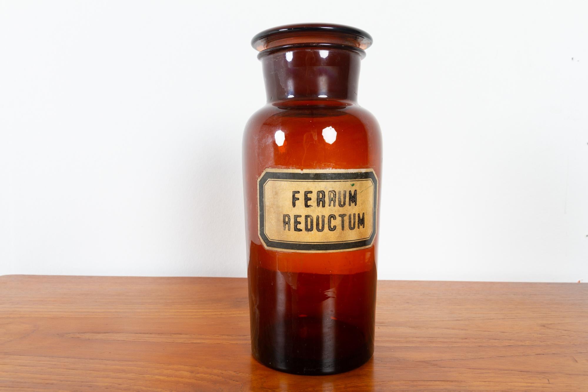 French Vintage Pharmacy Glass Bottles 1930s, Set of 3 1