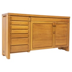 French Vintage Pierre Chapo R13A Elmwood Sideboard, 1980s