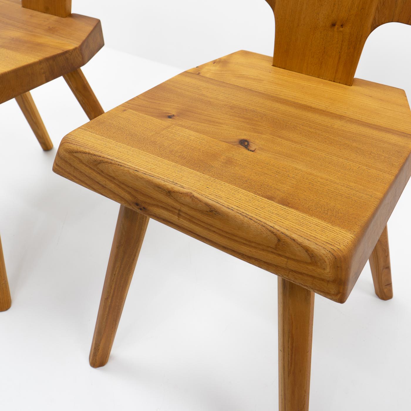 French Vintage Pierre Chapo S28 Chairs in French Elm, 1980s For Sale 5