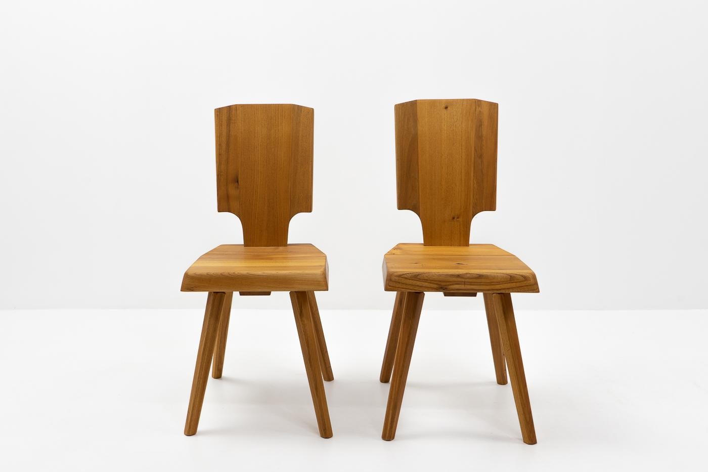 Mid-Century Modern French Vintage Pierre Chapo S28 Chairs in French Elm, 1980s For Sale